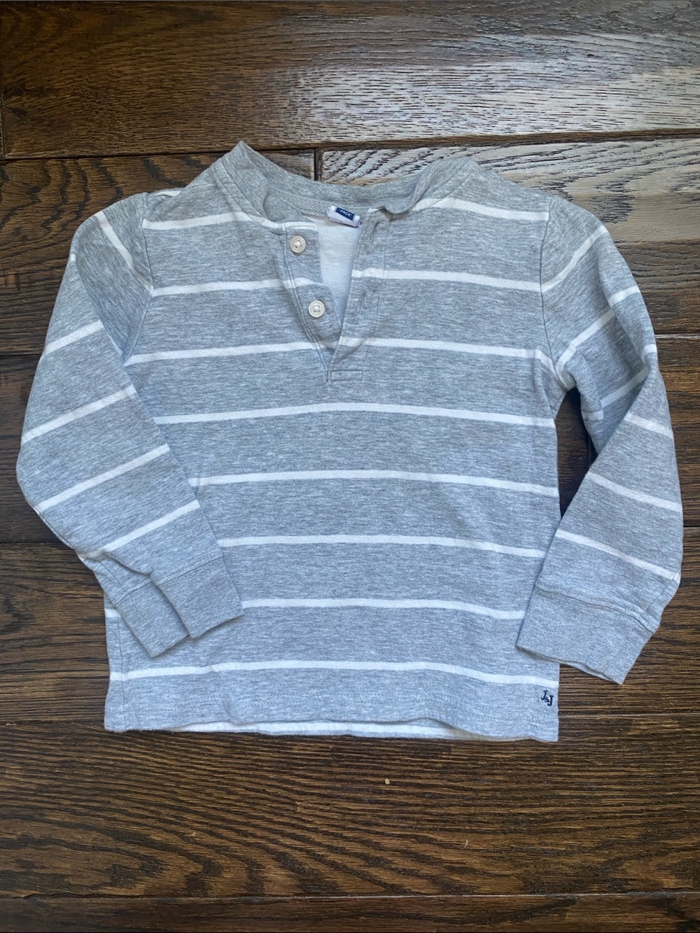 Janie and Jack Gray & White Striped Henley